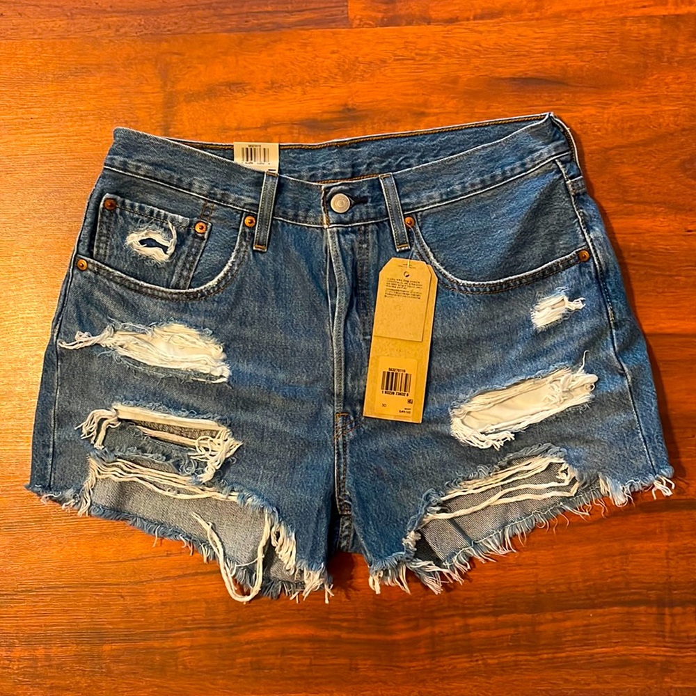 Levi high rise jean shorts